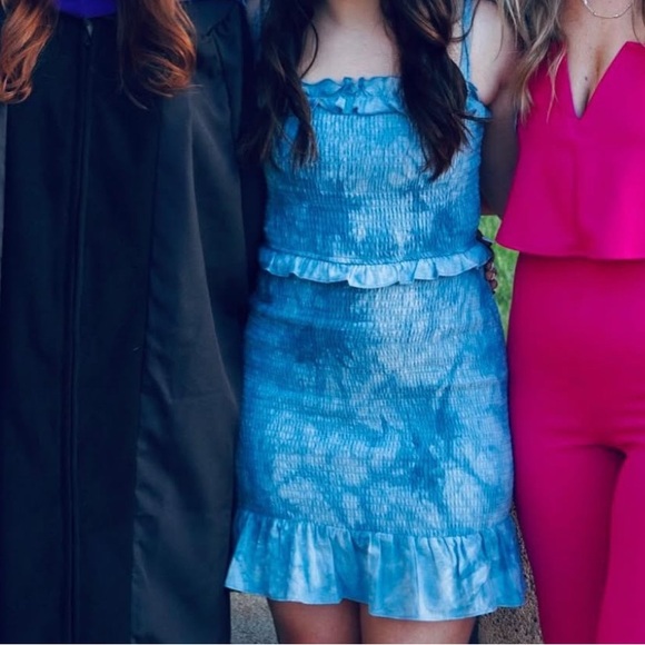 Blue Ruffled Sleeveless Dress - Picture 1 of 3